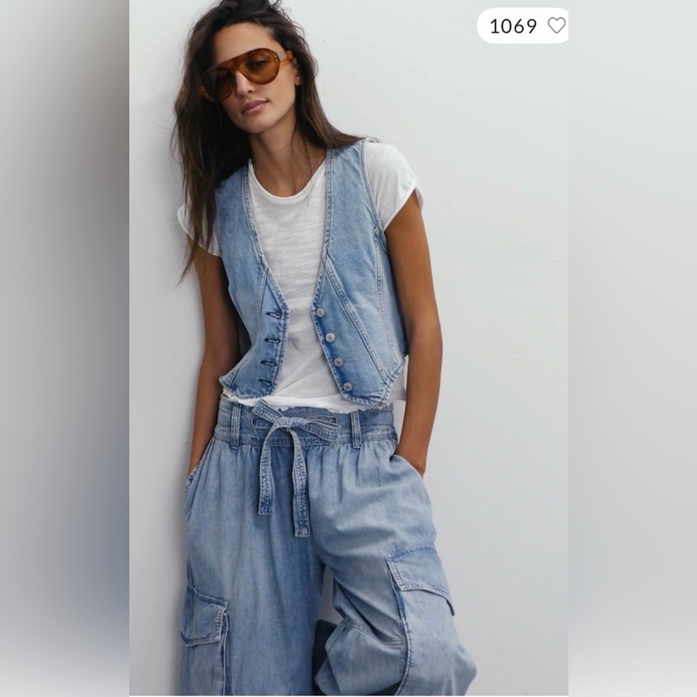 We The Free Light Blue Denim Wide Leg Jeans